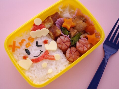 詰めるだけご飯で☆クリスマスゆきだるまのキャラ弁当